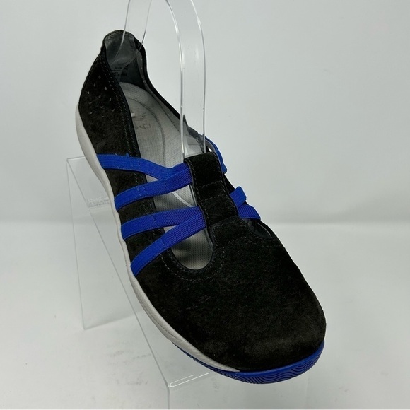 Dansko Hope Black Leather & Royal Blue Stretch Fabric Mary Janes Loafers Size 40 - Picture 2 of 13